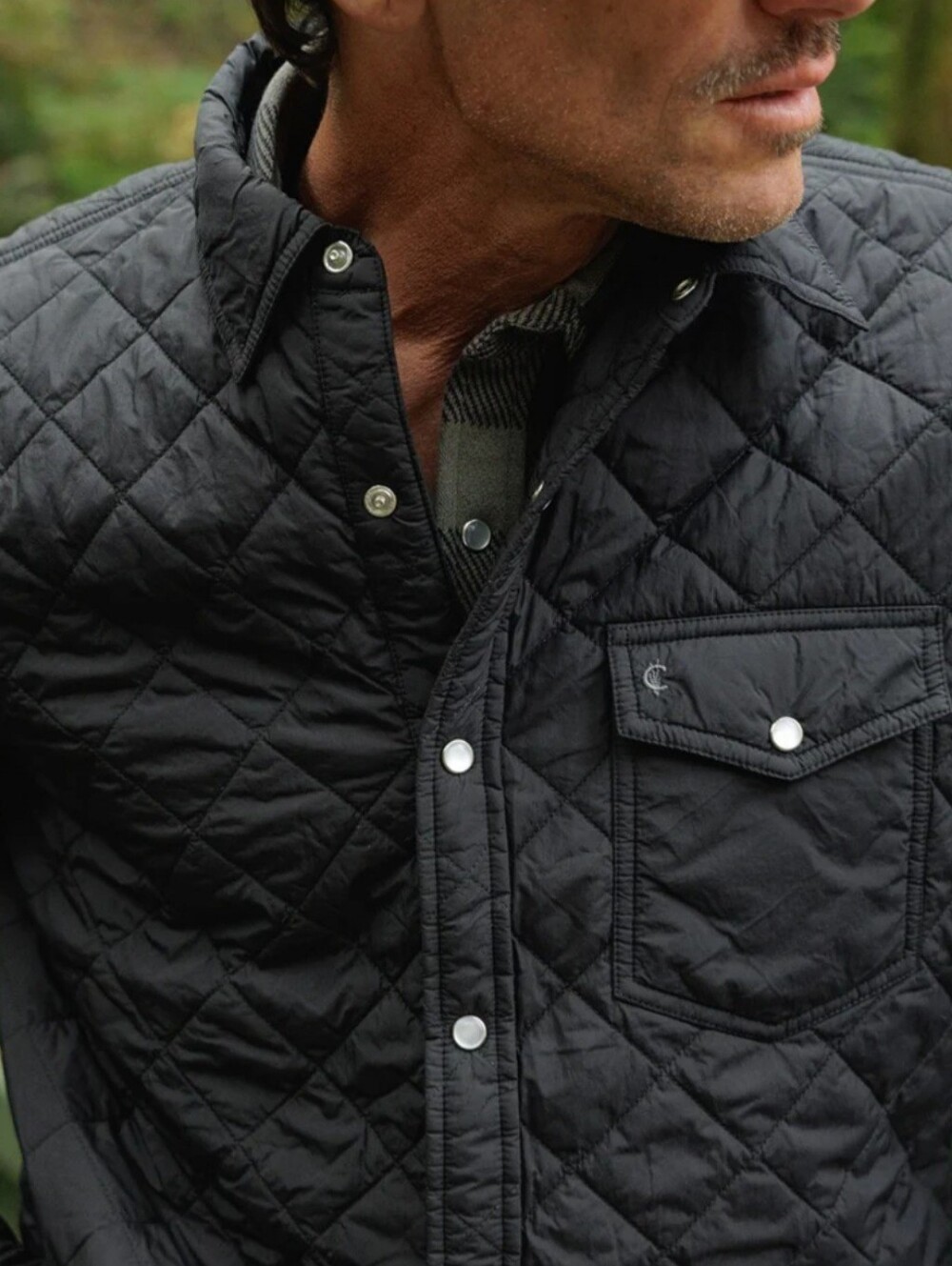 Criquet Mens Quilted Shacket Black Size XL